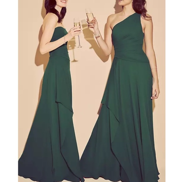 David’s Bridal Chianti Purple One Shoulder Georgette Cascade Bridesmaid Dress - Picture 11 of 14